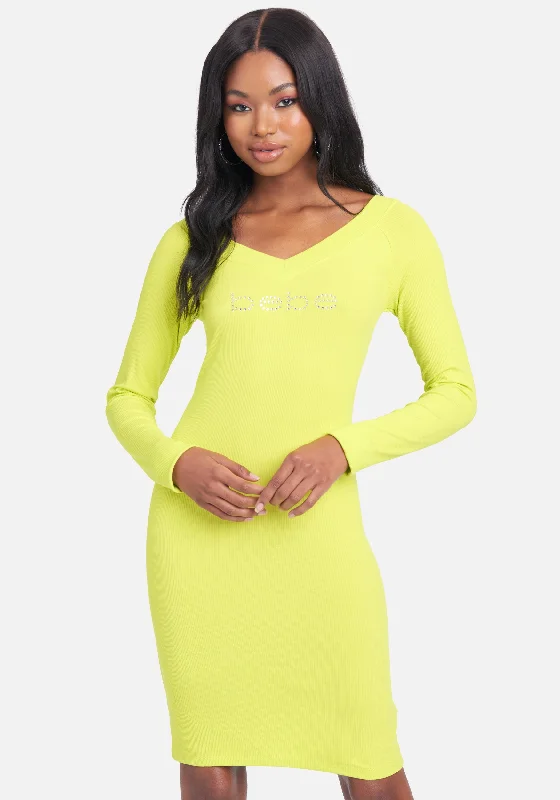 Soft Looks Crystal Logo Long Sleeve Dress