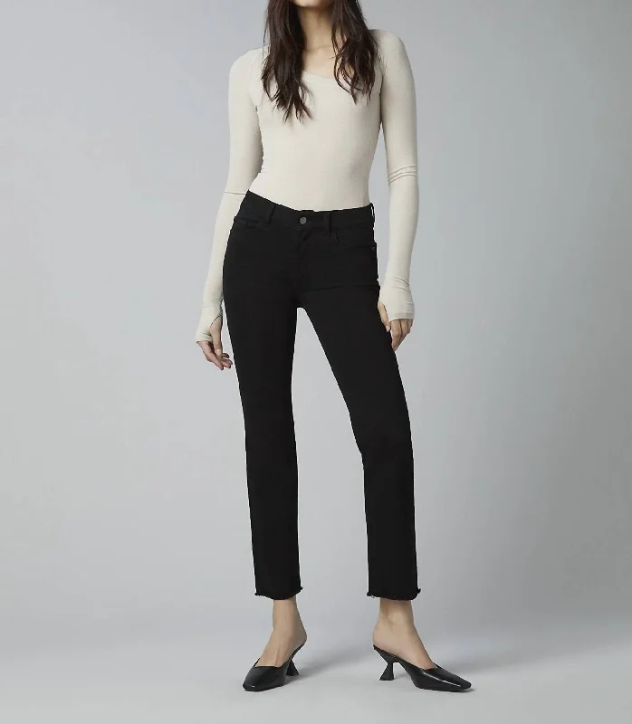 Breezy Comfort Office denim pants Mara Straight Ankle Jeans In Black