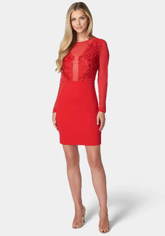 Easygoing Style Mesh And Lace Illusion Dress