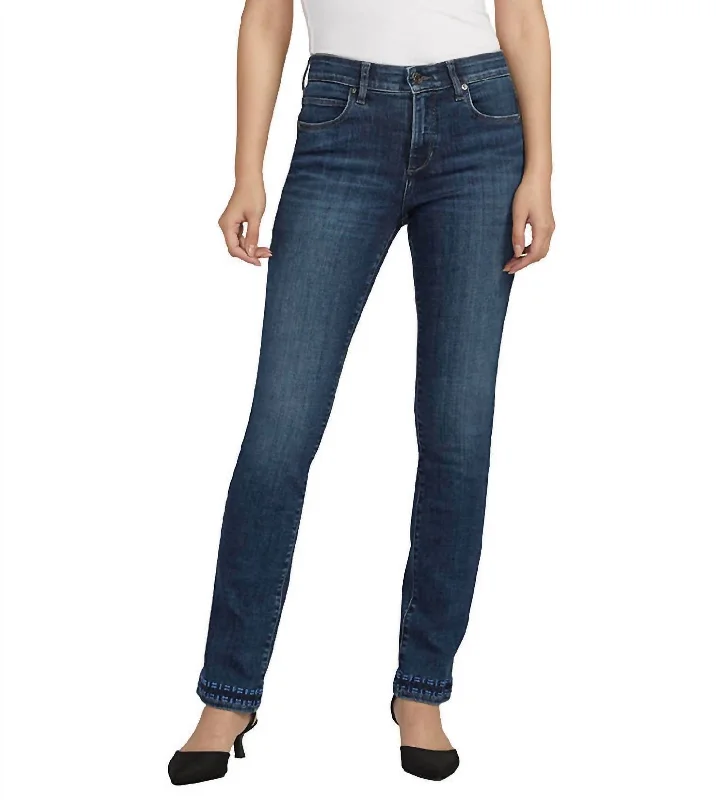 Soft Layers Classic slim trousers Mid Rise Ruby Straight Pocket Embroidery In Night Owl Soft Layers Classic slim trousers Mid Rise Ruby Straight Pocket Embroidery In Night Owl