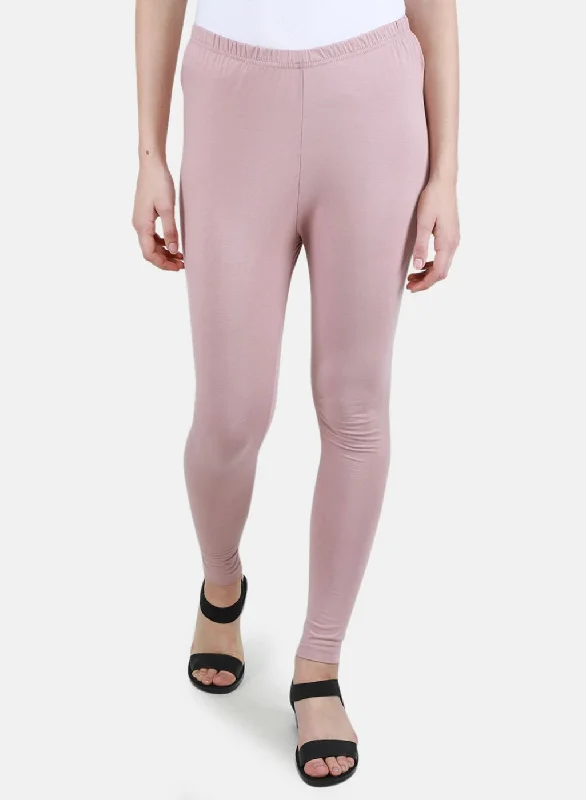 Relaxed Fit Classic leggings Women Light Pink Solid Legging