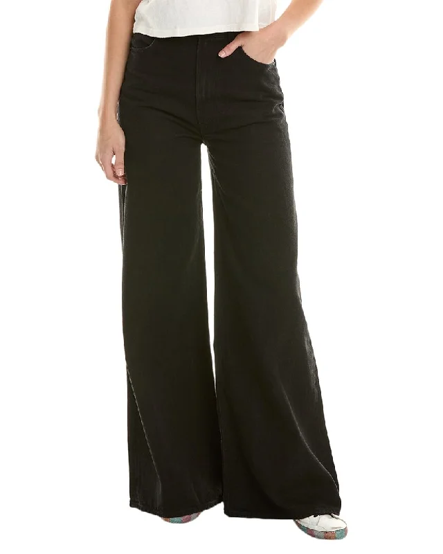 Warm Wear Ribbed stretch pants MOTHER Denim SNACKS! The Sugar Cone Heel Licorice Wide Leg Jean