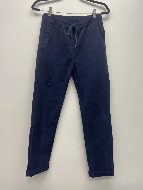 Simple Style Navy Corduroy Straight Pants