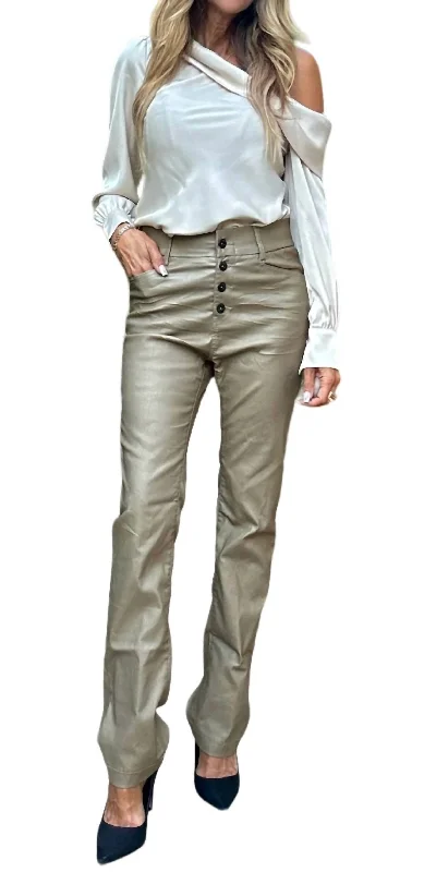 Cozy Outerwear Nora Vegan Pants In Beige/gold