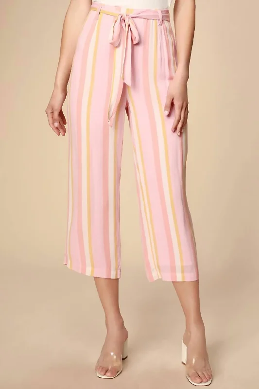 Comfy Chic Orange Creamsicle Gauze Pant In Pink Multi