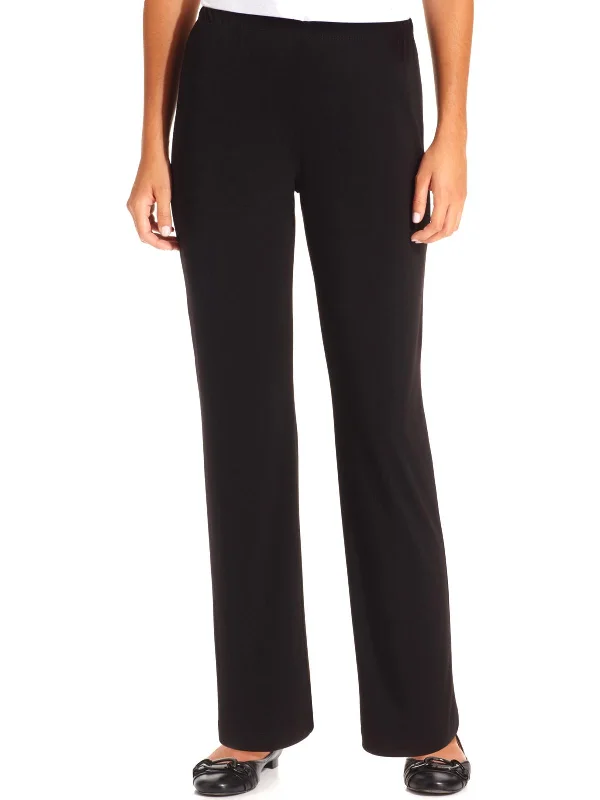 Relaxed Fashion Petites Womens Matte Jersey Office Wear Wide Leg Pants