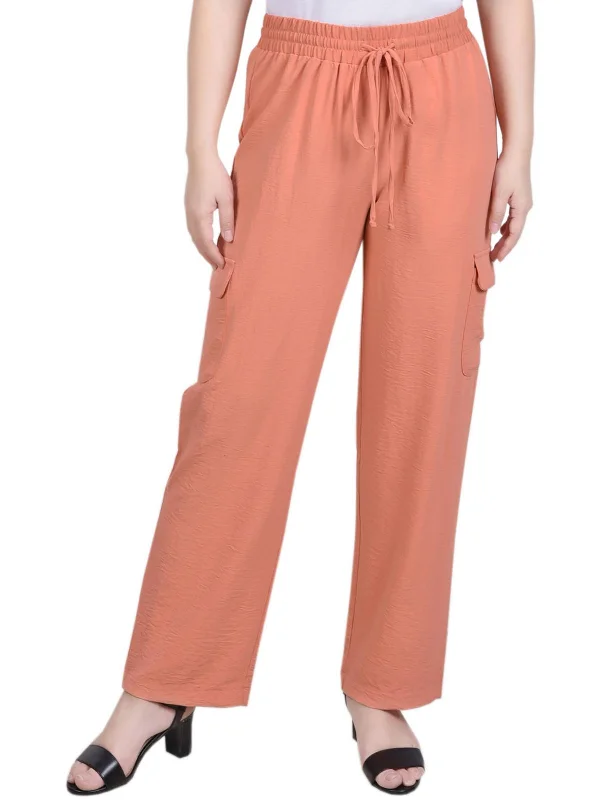 Stylish Wear Petites Womens Slub Utiliy Cargo Pants