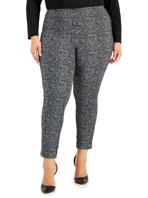 Relaxed Dresses Plus Womens Glen Plaid Slim Leg Ankle Pants