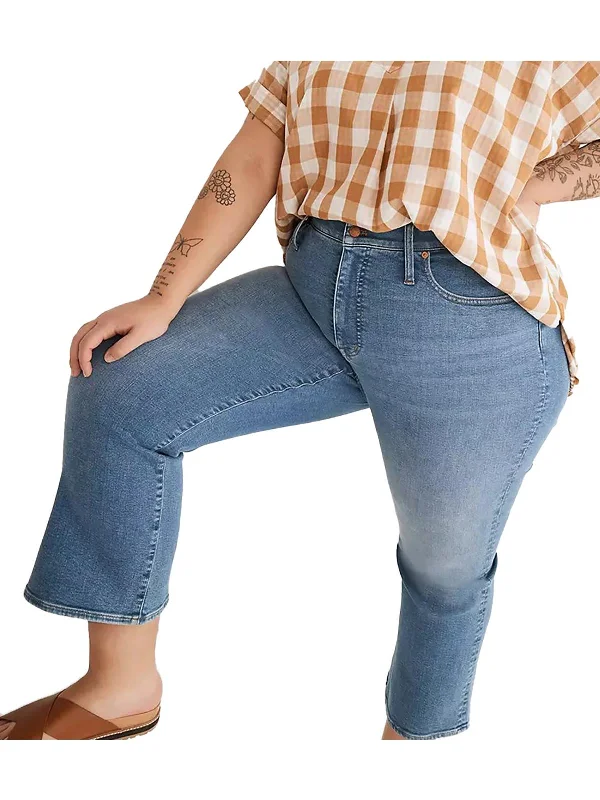 Breezy Style Flared denim pants Plus Womens Tencel Bootcut Cropped Jeans