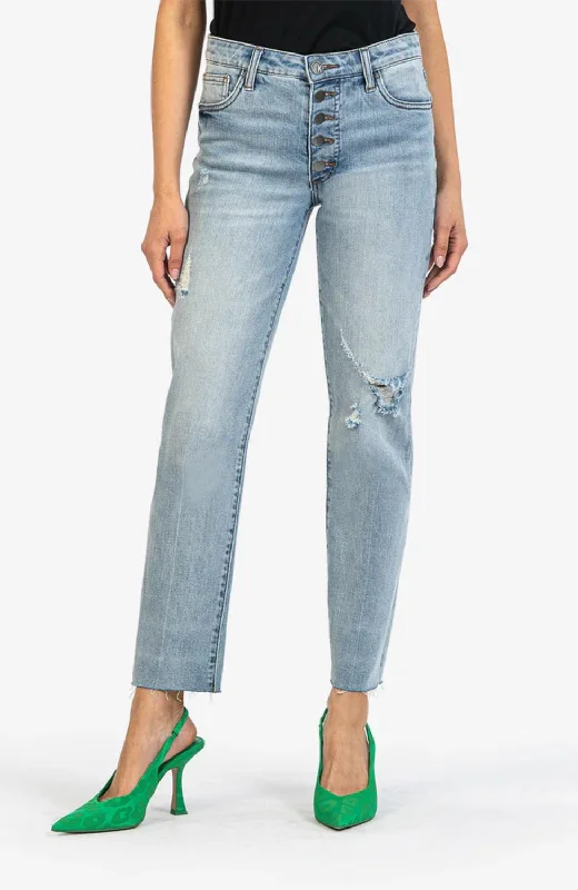 Effortless Comfort Casual soft pants Reese High Rise Fab Ab Straight In Fair Wash