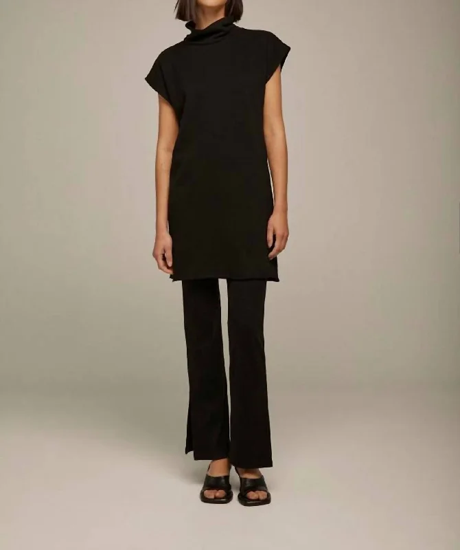 Layered Style Rib Pant In Black