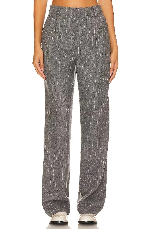Cozy Layers Roen Pant In Grey And White Pinstripe