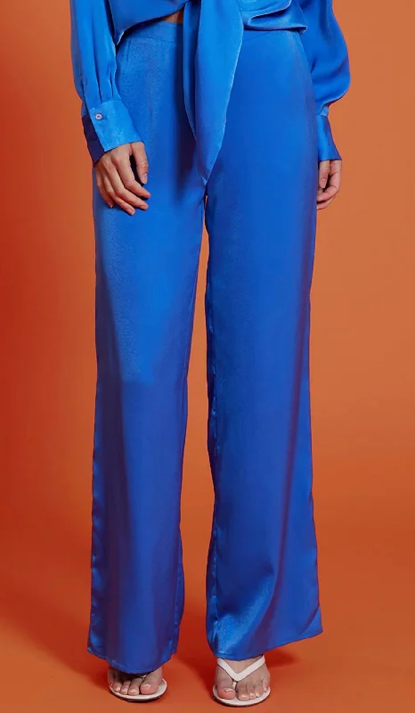 Luxe Comfort Rue Satin Pant In Blue