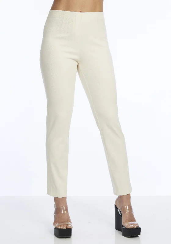 Cozy Fashion Feminine soft trousers LIOR Women's Soft Ivory Pull On Ankle Pant In Twill Cotton Denim-"Sasha" Cozy Fashion Feminine soft trousers LIOR Women's Soft Ivory Pull On Ankle Pant In Twill Cotton Denim-"Sasha"