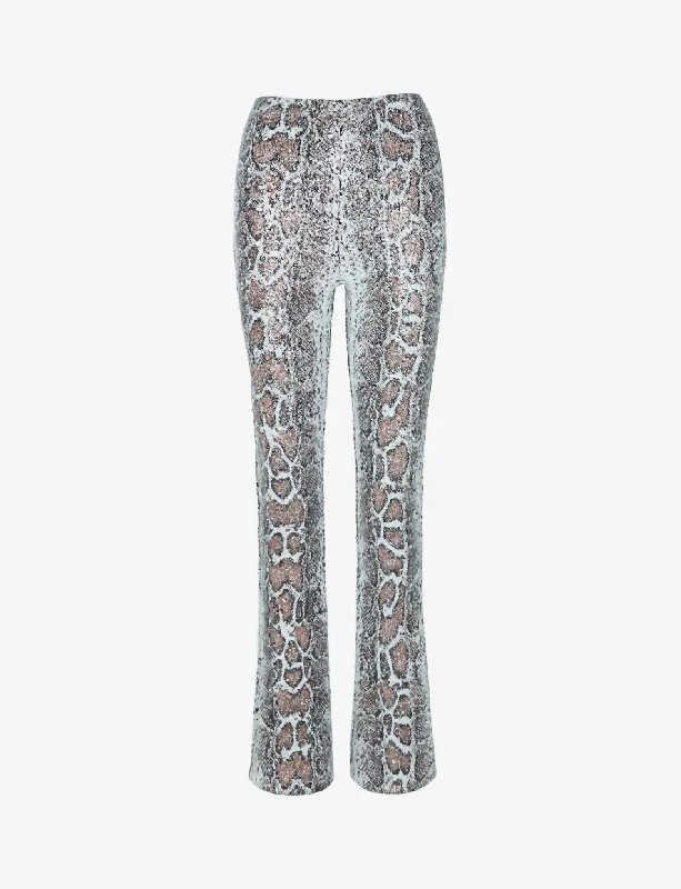 Versatile Outfits Sequin Animal Flare Legging In Copper Snake