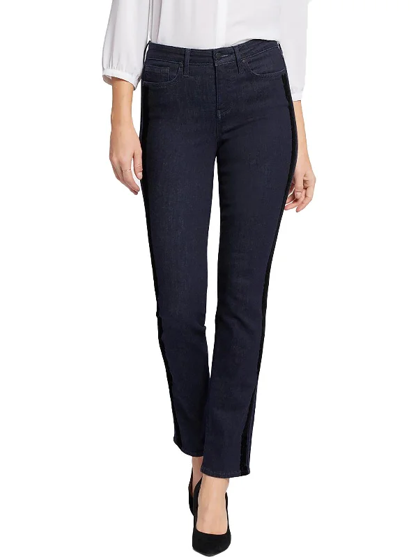 Soft Comfort Casual joggers for women Sheri Womens Dark Wash Flocked Slim Jeans