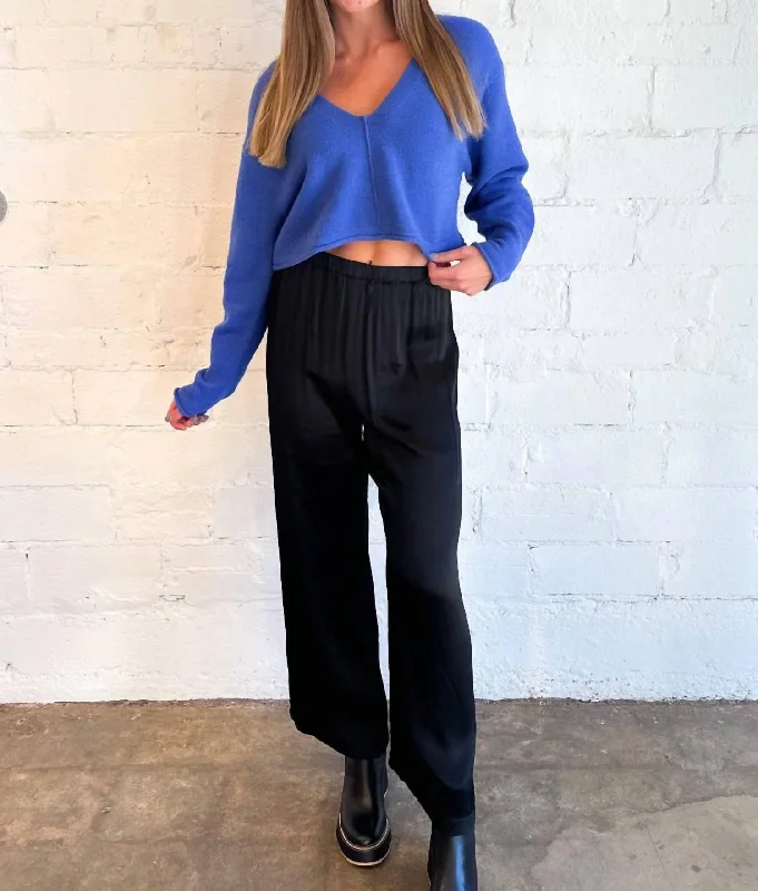 Cozy Shirts Silky Party Pants In Black