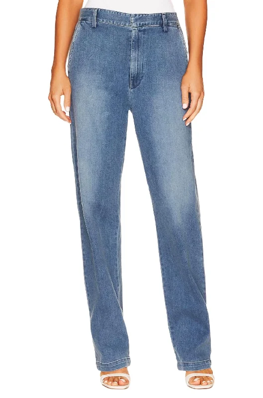 Relaxed Wear Casual black leggings Straight Leg Trouser In Midwash