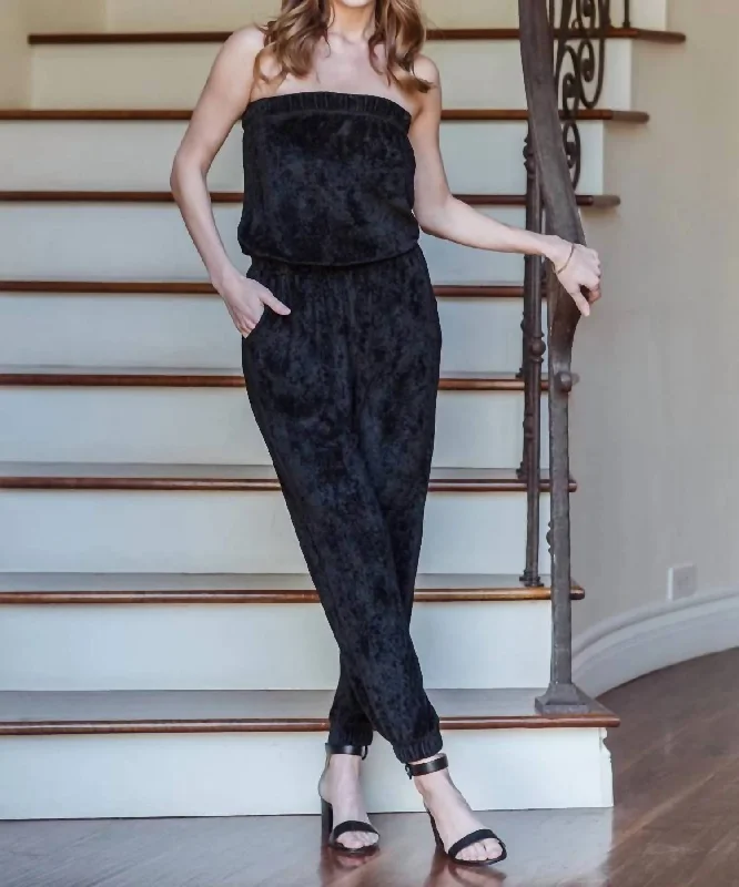 Trendy Comfort Strapless Jumpsuit In Black