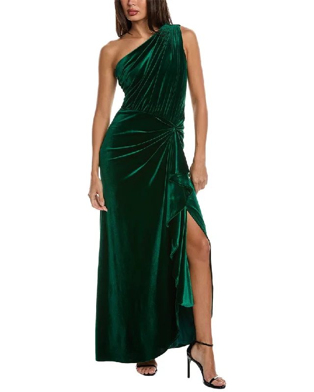 Cozy Chic Wear Tadashi Shoji Velvet One-Shoulder Gown