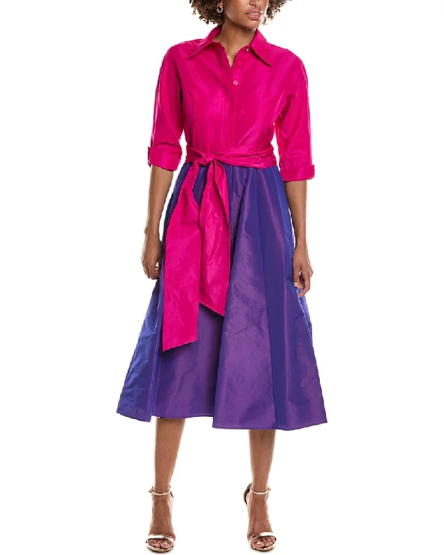 Soft Feel Teri Jon by Rickie Freeman 2-Tone Taffeta Shirtdress