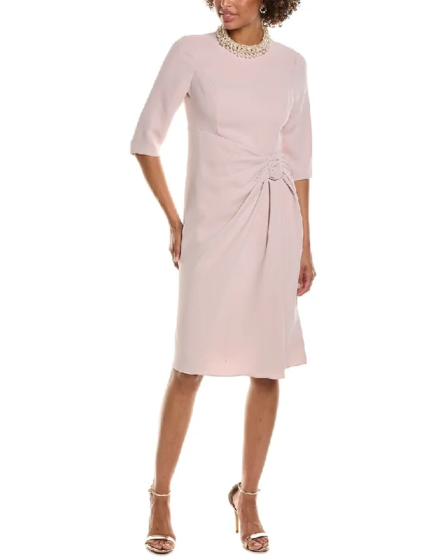 Versatile Casuals Teri Jon by Rickie Freeman Stretch Crepe Pearl Midi Dress