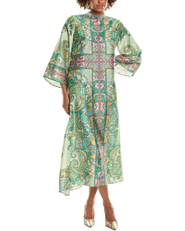 Timeless Style Teri Jon by Rickie Freeman Twill Mock Neck Paisley Maxi Dress