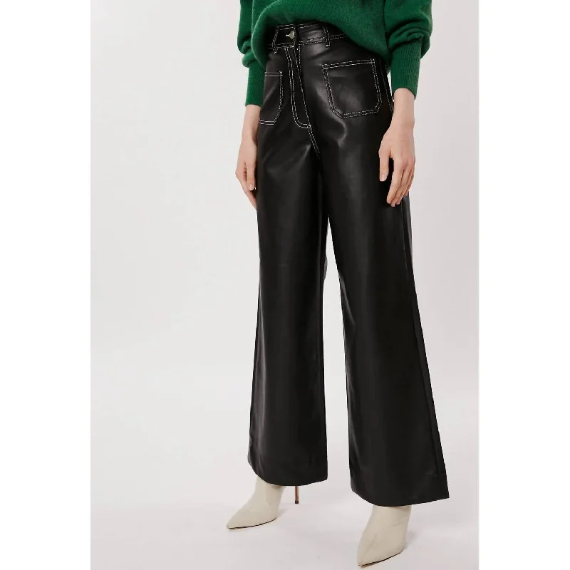 Everyday Comfort Terre Faux Leather Pants In Black