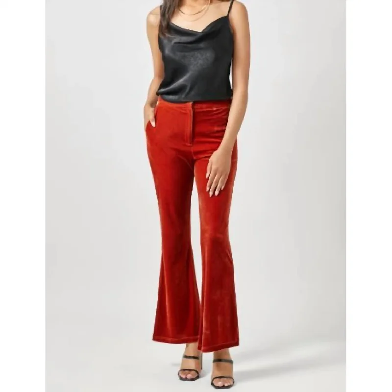 Urban Chic Velvet Flare Trousers In Sunset (Orange)