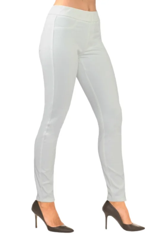Breezy Comfort Trousers for work WHITE DENIM PULL ON TROUSERS SAGE LIOR PANTS WOMEN'S Breezy Comfort Trousers for work WHITE DENIM PULL ON TROUSERS SAGE LIOR PANTS WOMEN'S