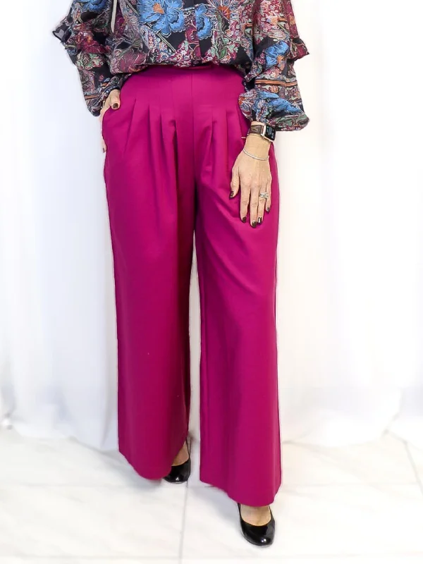 Relaxed Tops Wide Leg Corset Pants In Magenta