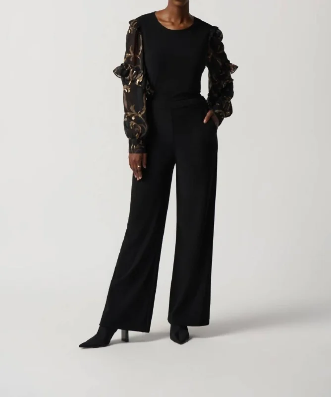 Trendy Casuals Wide Leg Dress Pant In Black
