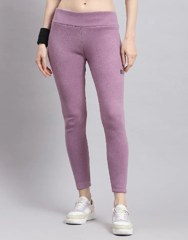 Relaxed Wear Zipper leggings Women Purple Solid Regular Fit Legging