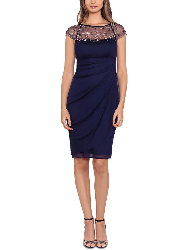 Lounge Wear Womens Beaded Knee Cocktail and Party Dress