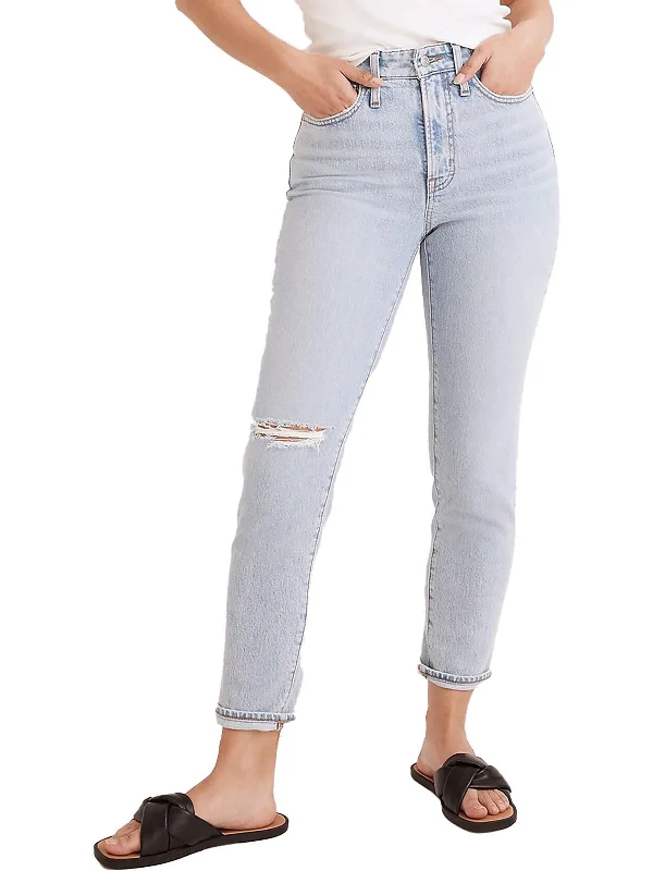 Casual Chic Outfits Adjustable waist pants Womens Curvy Distressed Cropped Jeans