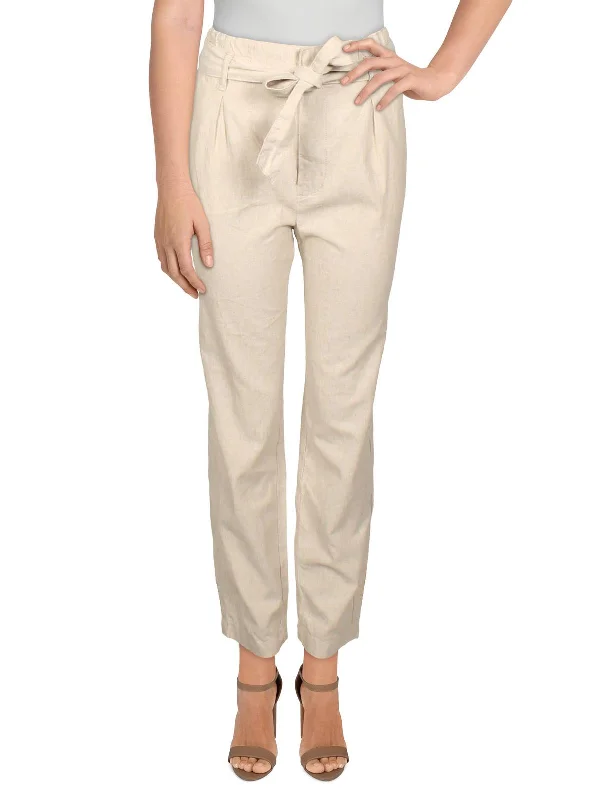 Easy Chic Womens LinenBlend Pleated Skinny Pants