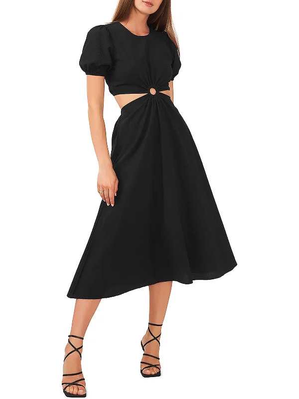 Casual Comfort Womens Puff Sleeve Long Midi Dress