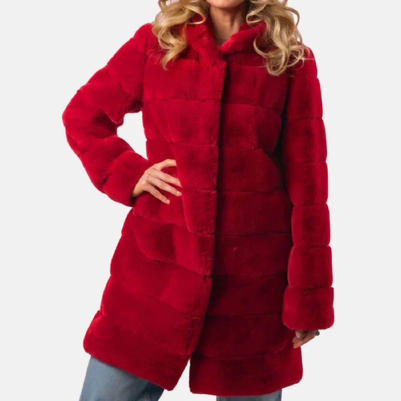 Casual Chic Outfits Denim zip jacket 4-Way Emilia Coat In Cherry Red