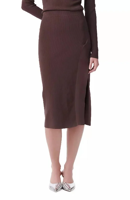 Urban Chic Cotton skirt Ayoko Ribbed Midi Skirt In Brown