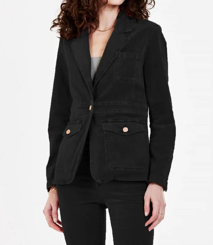 Easy-to-Wear Wind-resistant jacket Baby Cord Blazer Jacket In Black
