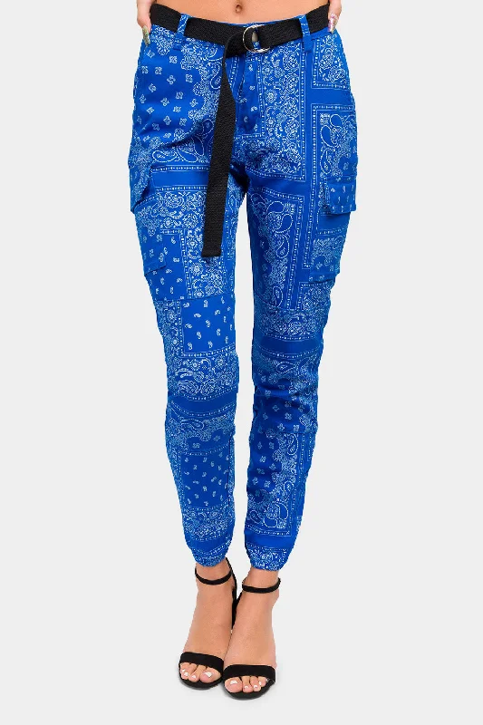 Casual Elegance Sports leggings with mesh Bandana Paisley Cargo Joggers