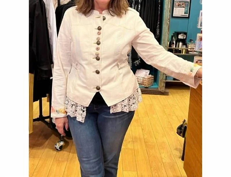Warm Layers Motorcycle jacket Birth Of Venus Jacket In Natural Ivory