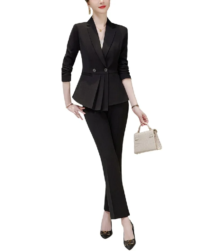 Simple Comfort Rain-resistant jacket Bossy Chic 2pc Blazer & Pant Set