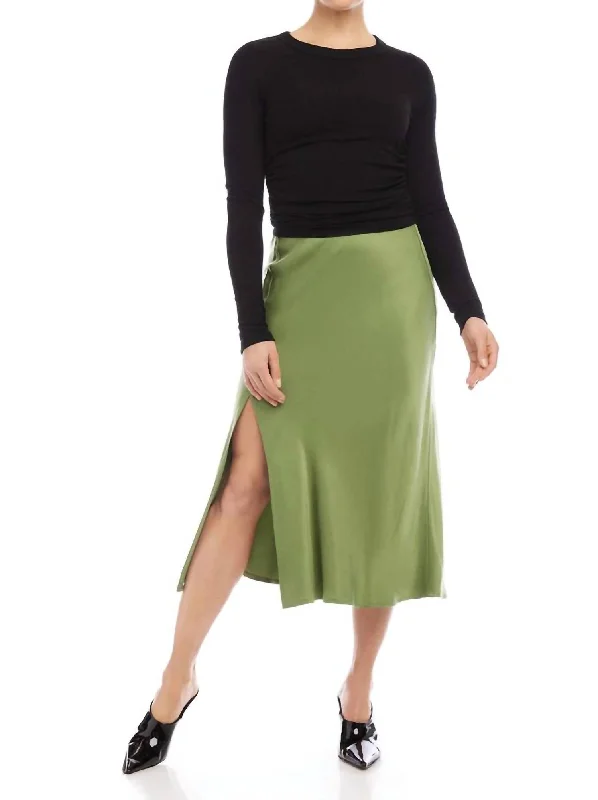 Cozy Dress Double pleated skirt Brielle Midi Skirt In Green