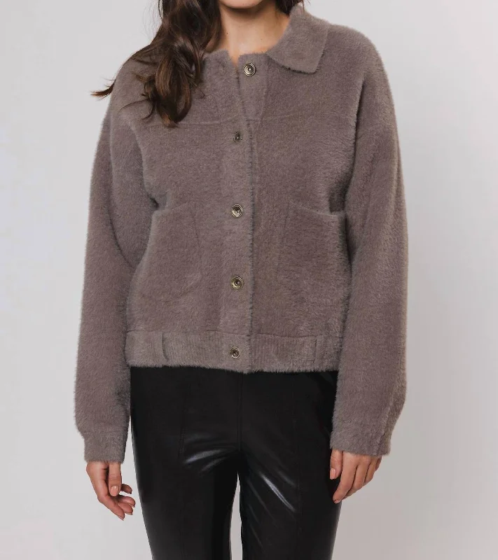 Comfortable Sweaters Bomber jacket with zipper Bubbly Jacket In Taupe