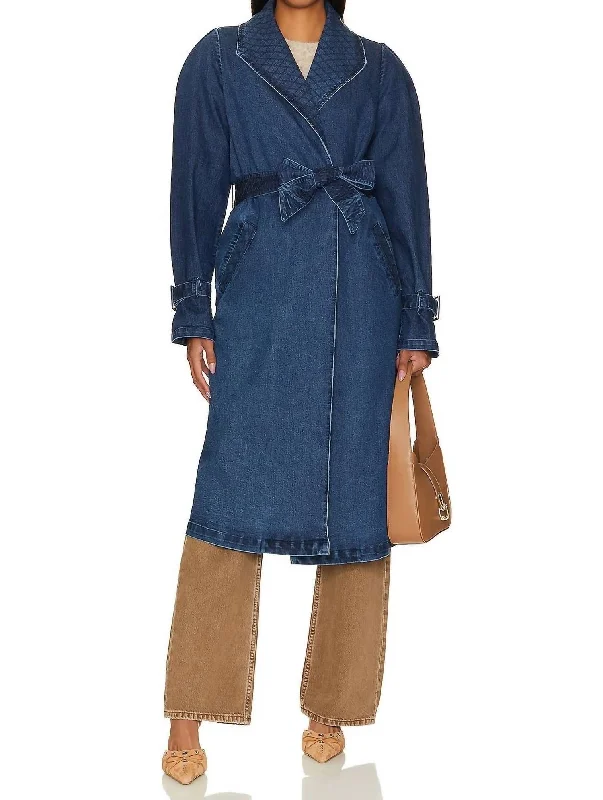 Sporty Comfort Satin jacket Cara Trench Coat In Indigo