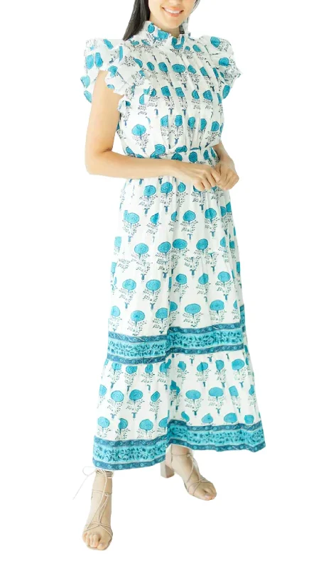 Elegant Fit Viscose skirt Carnation Midi Skirt In Hydrangea