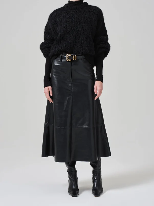 Relaxed Fashion Fitted skirt Cassia Leather Skirt - Black