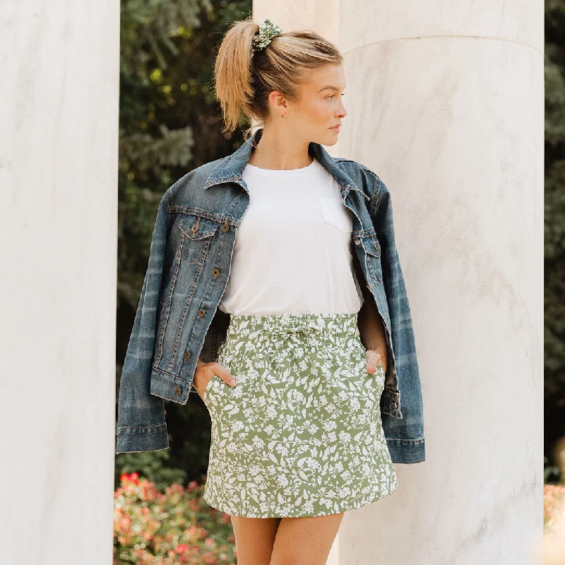 Classic Comfort Zip-front skirt Cher Skirt, Sage Ivy