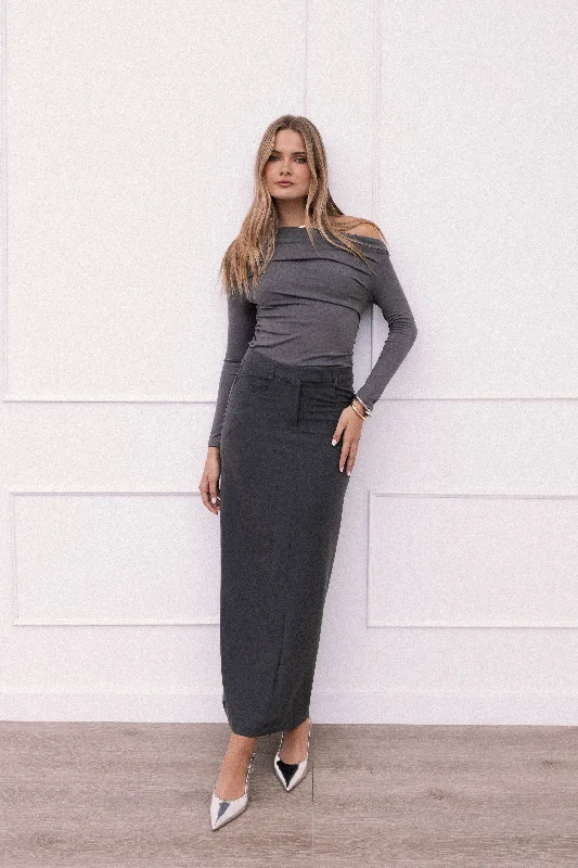 Trendy Dresses Sun dress skirt Chicca Maxi Skirt - Grey